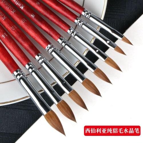 Manufacturers Supply New 100 Kolinsky Nail Brush Mink Hair Manicure Brush Crystal Pen Carving Pen #12#14 #16