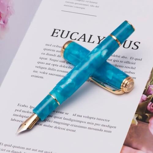 Hongdian N1 Retro Acrylic Resin Fountain Pen Nebula Series EF Nib Sky Blue Office Pen with Converter Writing Business Gift Pen