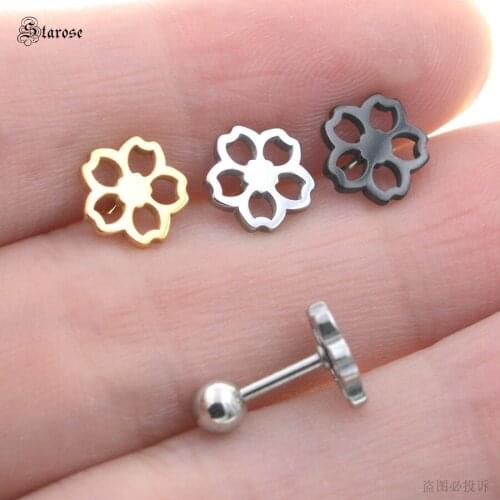 Starose 1pc Heart Flower Helix Tragus Piercing Earring Ear Studs Piercing Orelha Surgical Steel Cartilage Daith Earrings Jewelry