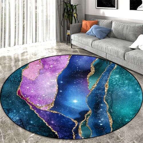 Nordic Gorgeous Galactic System Abstract Round Carpet Home Blue Purple Star Sky Floor Mat Beside Table Living Room Chair Mat