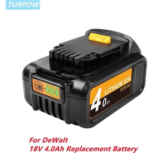 Turpow For DeWalt 18V 4.0Ah Battery Power Tools Batteries Replacement DCB181 DCB182 DCB200 DCD780 DCD785 DCD795 Tools Battery