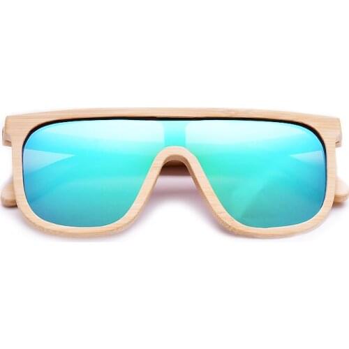 Steampunk Polarized Bamboo Wood Sunglasses For Men Women Big Size Square Male Sun Glasses Brand Designer One-piece Lens Eyewear