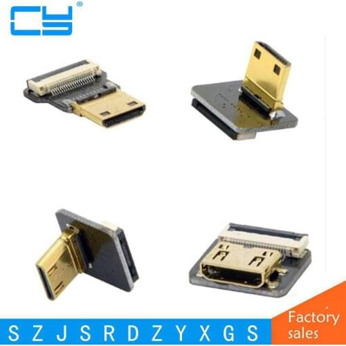 Mini hdmi90 Degree Up Angled Mini HDMI Type C Male Connector for FPV HDTV Multicopter Aerial Photography