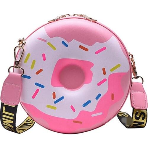 Donut Shape Shoulder Bag Cute Leather Crossbody Bags Girls Round Handbags Purses Women Mini Casual Messenger Pouch harajuku