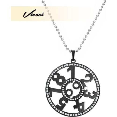 Vivari Fashion Mens and Womens Stainless Steel Round Pendant Necklace Fashion Accessories