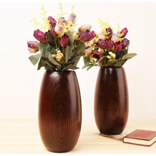 Japan Style Solid Wooden Vase Oval Simulation Flowe Vaser Retro Decoration Flower Home/Office/Party/Bar Decor Birthday Gift