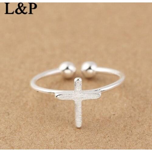L&P New Arrival Genuine 100% 925 Sterling Silver Symbol Of Faith Cross Rings for Women Luxury Fashion Jewelry