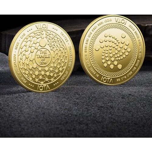 1PCS Cryptocurrency Coin IOTA Gold Plated Collectible Coin Gift Collection Exquisite Commemorative Bticoin IOTA Coins Home Decor