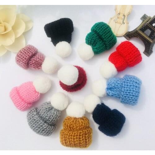 16pcs 30*50mm Crochet hat Appliques Multicolors Flocking Ball Wool Balls For Diy Garland Home Decoration