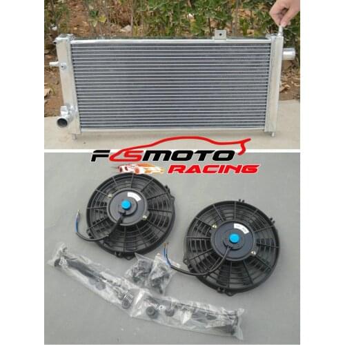 42mm 2ROW Aluminum Radiator + FANS For Opel Corsa A Vauxhall Nova GTE GSi 2.0 16v Turbo MT 1.6L 1983-1993 85 86 87 88 89 90