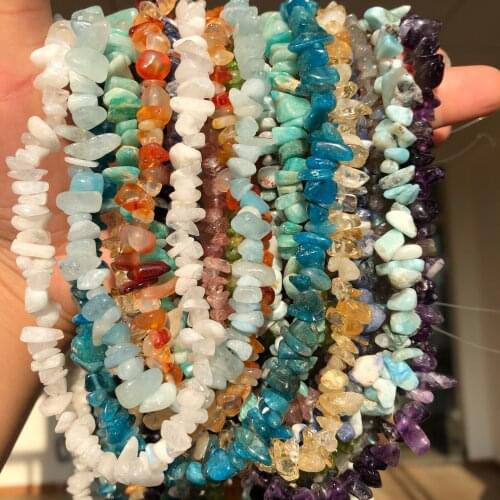 33" Natural Stone Beads Freeform Gravel Irregular 3-8mm Amethysts Tiger Eye Agates Chip Beads For Jewelry Making Diy Bracelets
