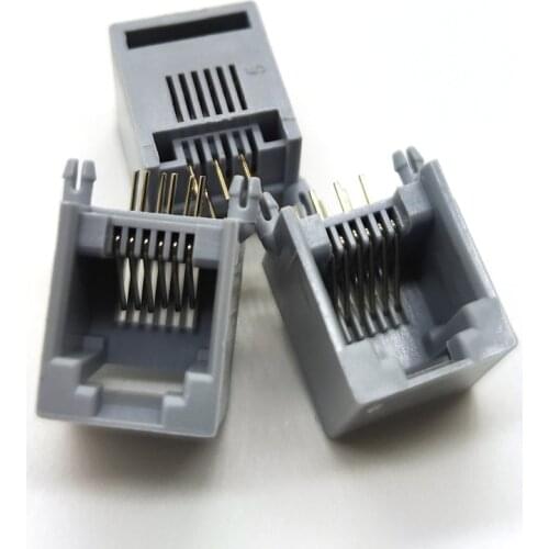 50PCS RJ11 socket RJ11 telephone 90 degrees 6pin crystal female 6p6c socket