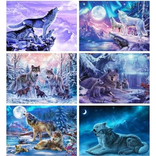 5d Diy Diamond Painting Animal Cross Stitch Kits Diamond Embroidery Full Drill Mosaic Home Decoration Winter Scenery Art