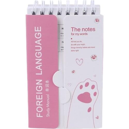 80 Sheets Japanese Pocket Kawaii Cartoon Students Vocabulary Notebook English Words Card Kids Study Memo Notes Manual Bo