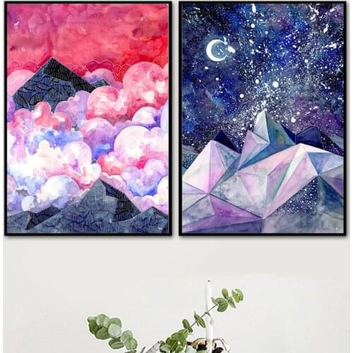 Abstract Diamond Sky Hill Cloud Wall Art Canvas Painting Nordic Posters And Prints Wall Pictures For Living Room Home Decor