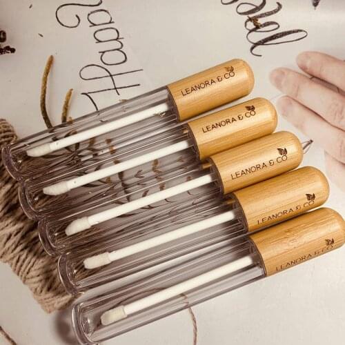 Engraving logo custom 5ml lip gloss tubes Bamboo Empty Cosmetic DIY Lipstick Balm Container Tube,Natural bamboo Balm Lip Tube