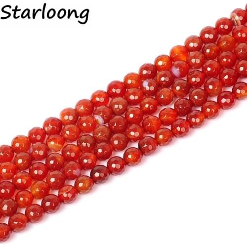 New arrival 4-14mm faceted red agata stone Natural Stone Beads loose strand 15" For Making Jewelry Diy bracelets necklaces
