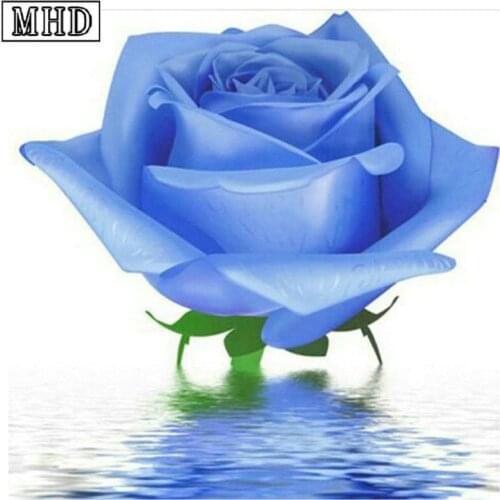 Flower 5d diamond painting blue rose full square / round diamond embroidery landscape diamond mosaic home decoration