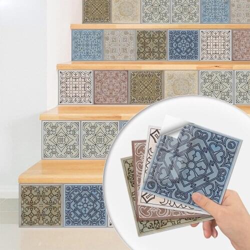 Decorative Wall sticker 10Pcs Self-Adhesive Backsplash Waterproof Decal Stickers for Kitchen Bathroom Furniture Staircase Decor