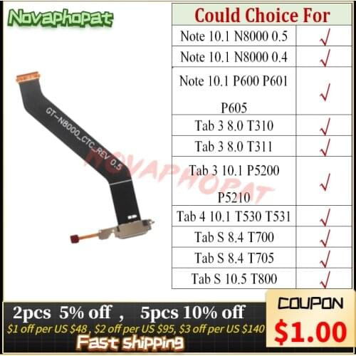 For Samsung Galaxy Tab Note 3 4 S N8000 P600 T310 T311 P5200 T530 T700 USB Dock Charging Port Charger Connect Flex Cable Board