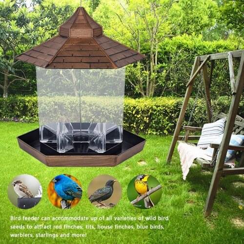 Dropshipping Wild Bird Feeder Hanging Gazebo Bird Water Gadget Hexagon Shaped Roof Outside Garden Yard Decoration Hanging Feeder