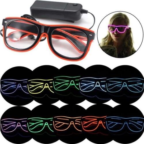 El Wire Glow Eye Glasses Led DJ Bright Light Safety Light Up Led flashing glasses Halloween Christmas Birthday Party Eyewear