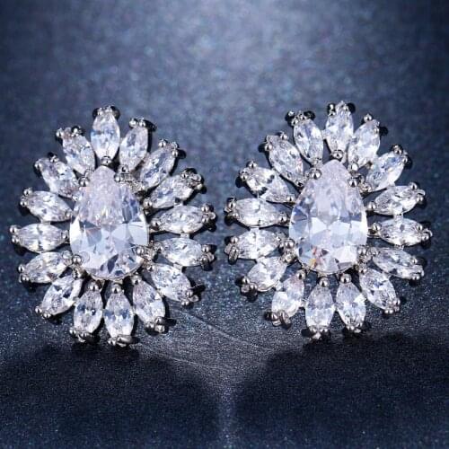 Emmaya Attractive Earrings Fashion Statement Women Sweet Cubic Zircon Dazzling New Trendy Party Colorful Ear Studs