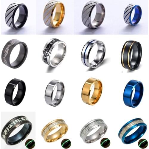 High Quality Vintage Gold Black Men Couple Stainless Steel Ring Punk Women Men Engagement Wedding Rings for Party Jewelry Gift