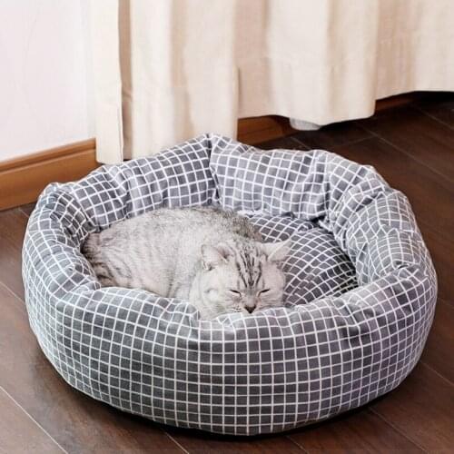 Round Cotton Cat Bed Pet House Soft Cat Mat Dog Kennel Bed for Small Dogs Cats Nest Winter Warm Sleeping Bed Puppy Mat Nest
