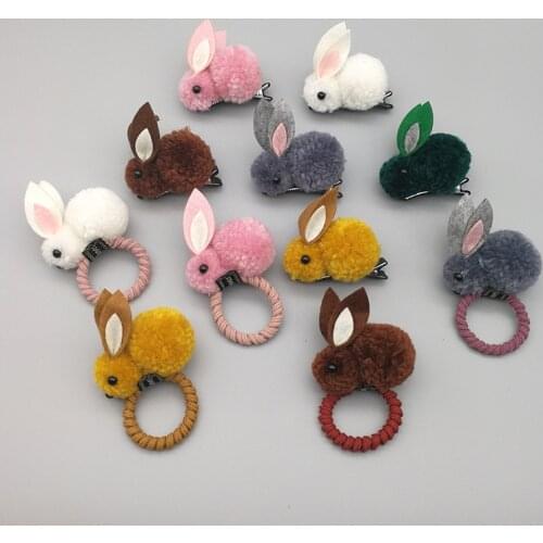 Cute Hair Ball Rabbit Hair Clip Childrens Girl Animal Hairpins Korea Simple Hair Accessories Headwear Barrette Stick Hairpin