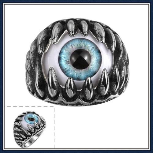 Fashion Mens Fashion Evil Eye Ring Halloween Props Punk Rings Skull Rings Stainless Steel Ring Halloween Decoration 5ZHH043