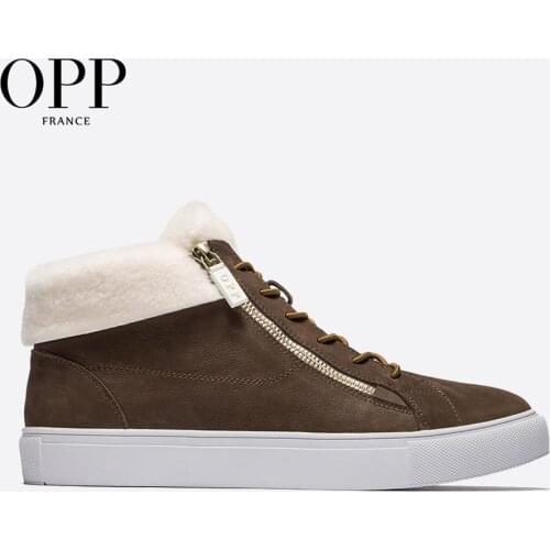 OPP Men Boots Anti-Skidding Leather Shoes Men OPP Popular Comfy Spring Autumn Men Shoes Short Plush Snow Boots Durable Outsole