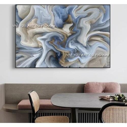 Large Size Wall Art Handmade Cloud Abstract Colorful Oil Painting Decor Light Brown for Living Room Wall Picture no frame