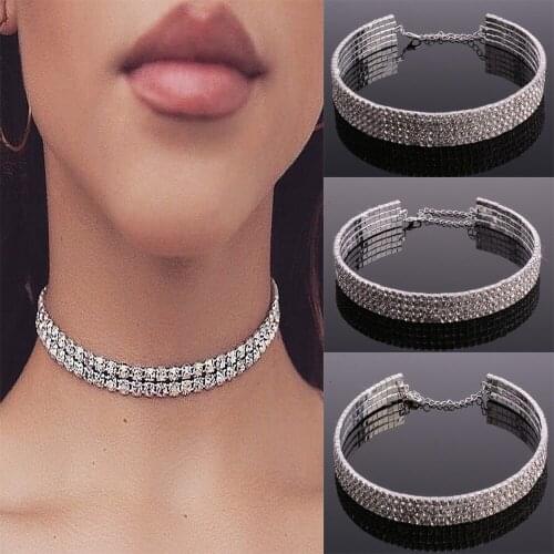New Arrival Fashion Women Choker Necklace Colorful Necklaces Rhinestones Different Layers Collar Chokers Bling Sparkling