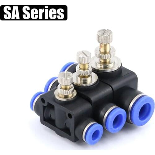 Pneumatic Throttle Valve SA4 6 8 10 12mm OD Hose Tube Air Flow Speed Control Valve Connector Fitting Air Speed Controller