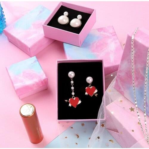 Jewelry Gift Box Jewelry Bracelet Storage Box Marble Print Gift Jewelry Box Ring Earrings Sponge Storage Container Package Bag