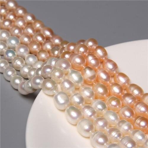 Real 100% Natural Pearls Freshwater Pearl White Rice Shape Beads For Jewelry Making DIY Bracelet Necklace 8-9mm Strand 14'' Gift