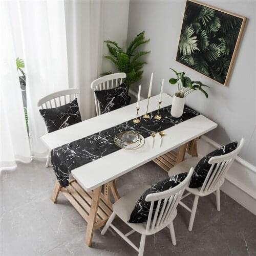Nordic Marble Printed Table Runner Tablecloth Party Wedding Dining Table Flag Mat Home Decor (1pcs Tablecloth or 4pcs Placemat )