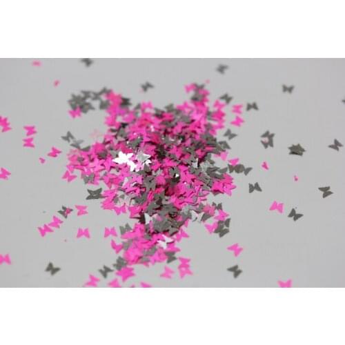 Mixes Silver Pink Solvent Resistant Butterfly Glitter Spangles for nail art and Other DIY decoration