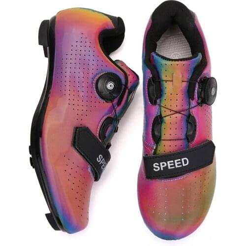 New Ultralight Self-Locking Colorful Cycling Shoes MTB Professional Cleat Shoes SPD Road Bike Flat Shoes Bicycle Sneakers Unisex