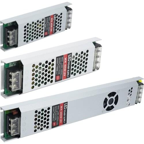 Ultra Thin LED Power Supply DC12V/24V Lighting Transformers 60W 100W 150W 200W 300W AC190-240V Driver For LED Strips Light