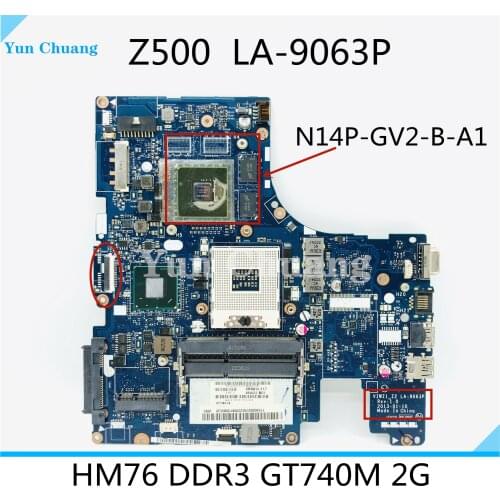 VIWZ1_Z2 LA-9063P Main Board For Lenovo IdeaPad Z500 Notebook PC Motherboard 15 Inch DDR3 GT740M 2GB Discrete Graphics