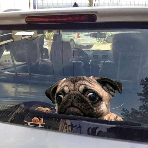 Funny 3D Pug Dogs Watch Snail Car Window Decal Cute Pet Puppy Laptop Sticker Puppy Vehicle 2021 Home Decorative Sticker