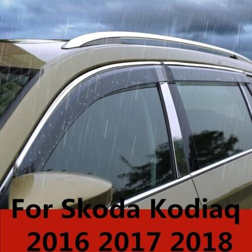 ABS Car Window Sun Vent Visor Rain Guards Sun/rain Shield Car Exterior accessories 4PCS For SKODA KODIAQ 2017 2018