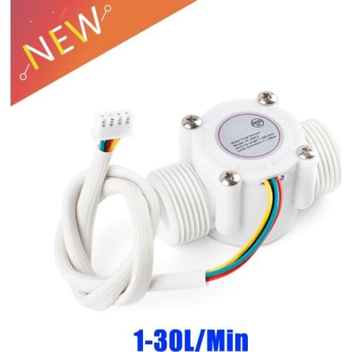 1-30L/ Min DC 5~24V Hall Effect Water Flow Sensor Counter Meter flowmeter Measure Temperature Instrument