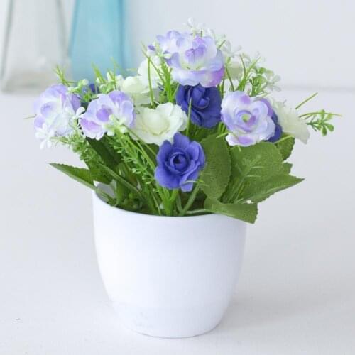 1 Set Artificial Potted Plant Lifelike Decorative Plastic Wide Rose Table Simulation Bonsai for Restaurant Home Dried Flowers