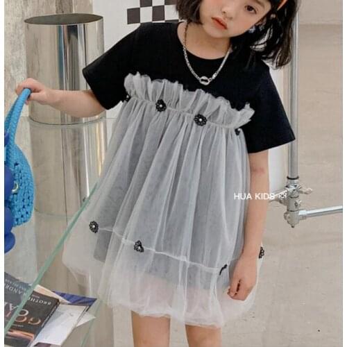 2020 Korean style girls backless dress with belt fashion summer girls dresses 4-10years F205