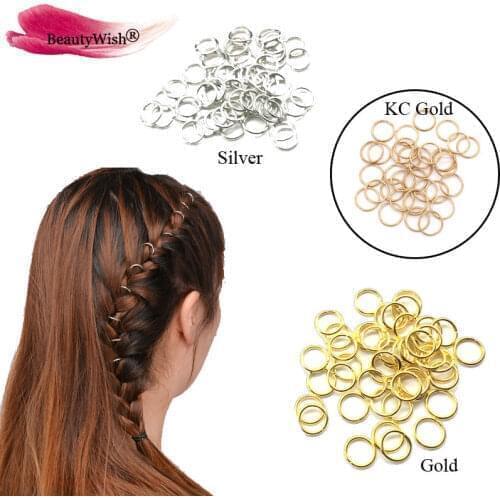 30pcs/lot Golden/ Silver Hair Braid Dreadlock Bead Cuff Clip Braid Hoop Circle Approx 10mm Inner Hole