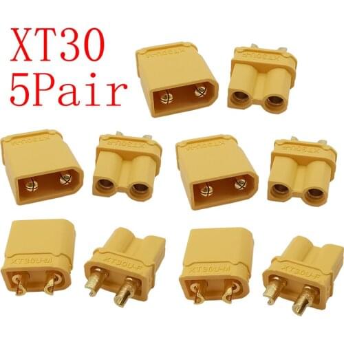 5Pairs XT30 Male Female Bullet Connector XT30 Plug Socket for RC Lipo Battery Quadcopter Motor Controller