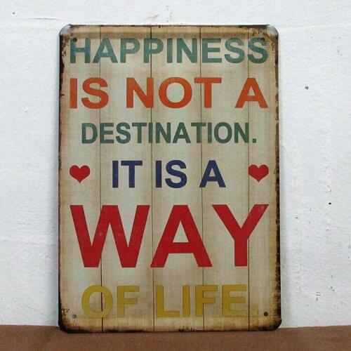 50pcs/lot Metal Sign shabby chic Happiness is a way of life painting retro vintage finishing furniture decor painting 20*30cm